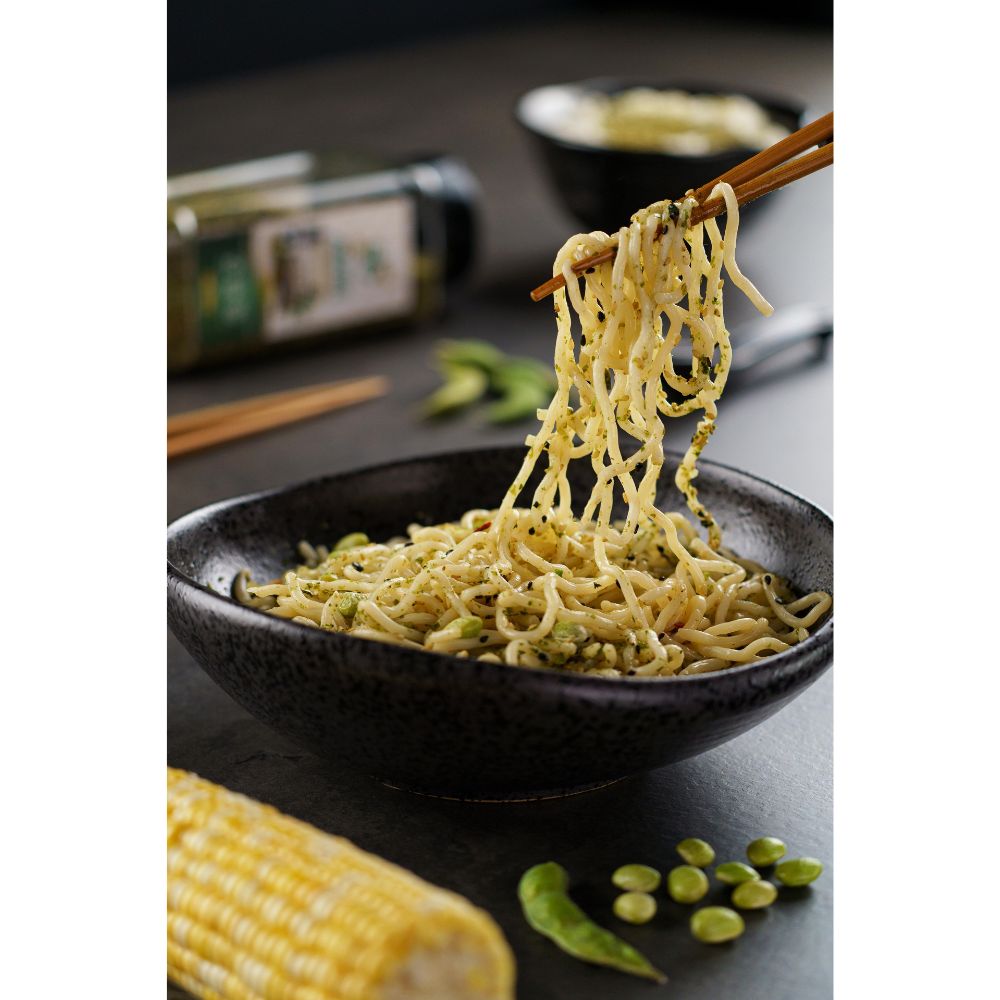 Serving suggestion with Aji Nori Furikake on rice and salad – adds crunch and umami flavor – SB Spices