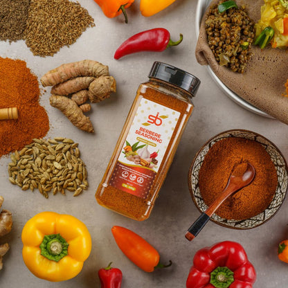 Close-up of Berbere powder highlighting its vibrant color and fine grind – SB Spices

