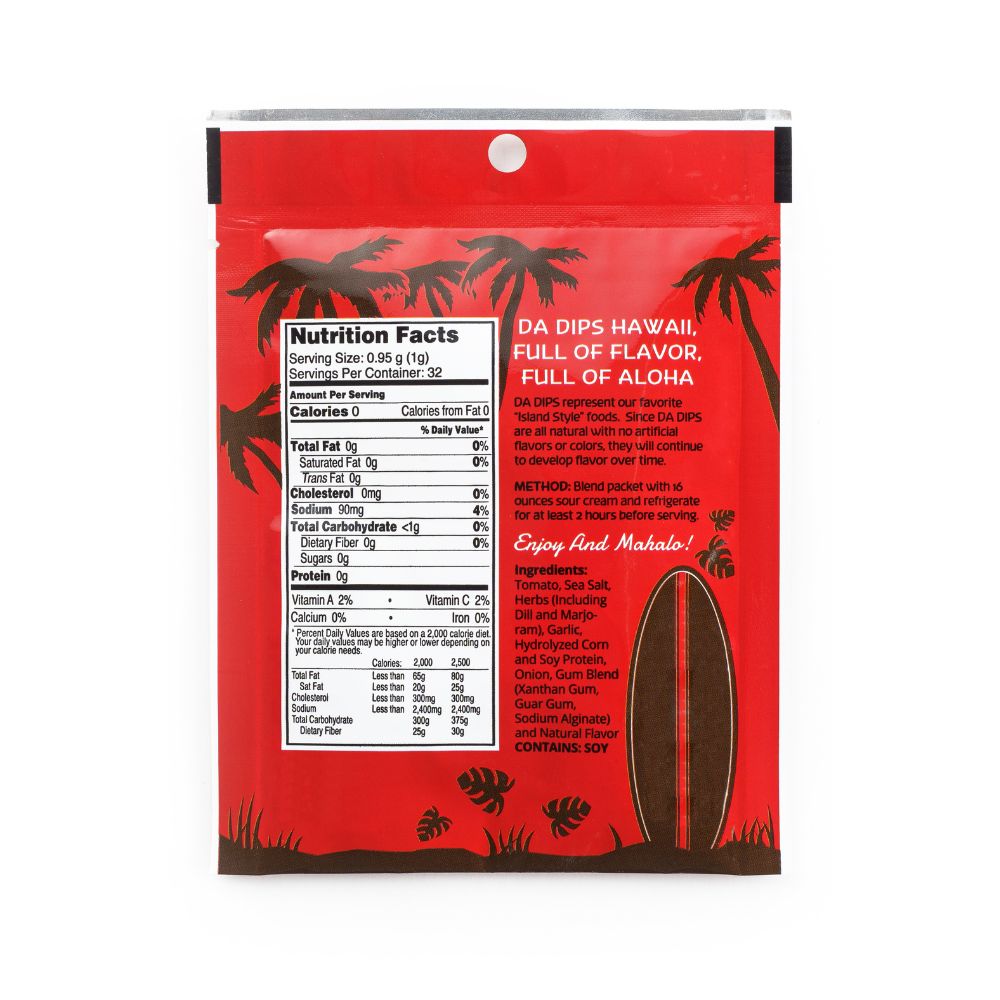 Close-up of Da Dips Hawaii Tomato and Herb spice mix – savory blend with tomato, herbs, and garlic – SB Spices