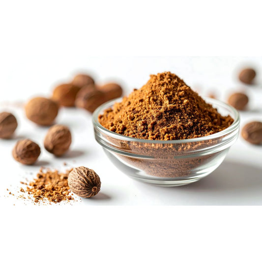 Ground nutmeg spice in jar 16 oz
