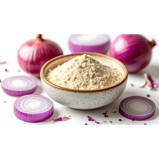 Onion powder sprinkled on grilled meat